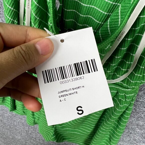 NEW Forever 21 Striped Spaghetti Strap Romper Green SZ Small - Picture 8 of 9